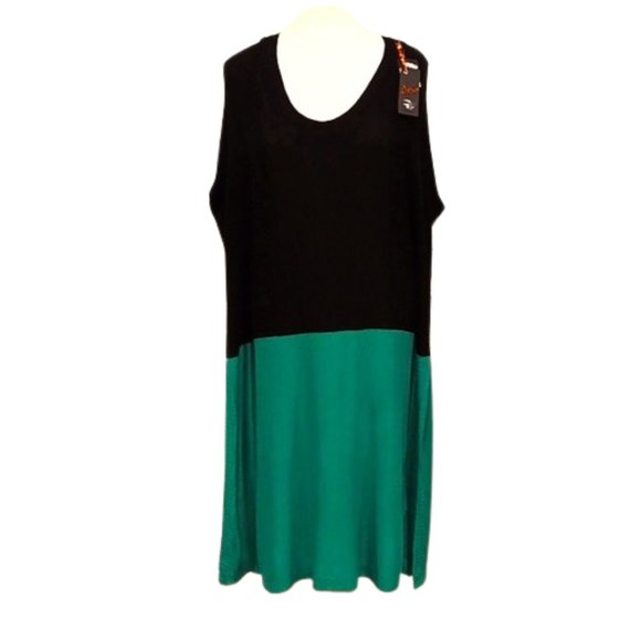 Dex Knit Cotton Blend Jade/Black Jumper Dress NEW- Sz. 1X - Picture 1 of 10